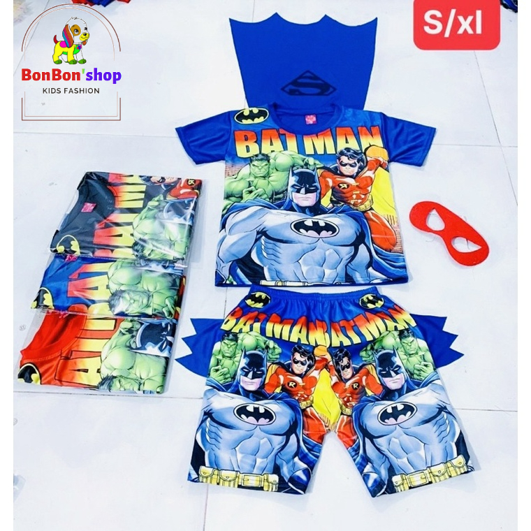 (SN30)#bộ quần áo hình siêu nhân rơi có tà kèm mặt nạ size 24-33kg