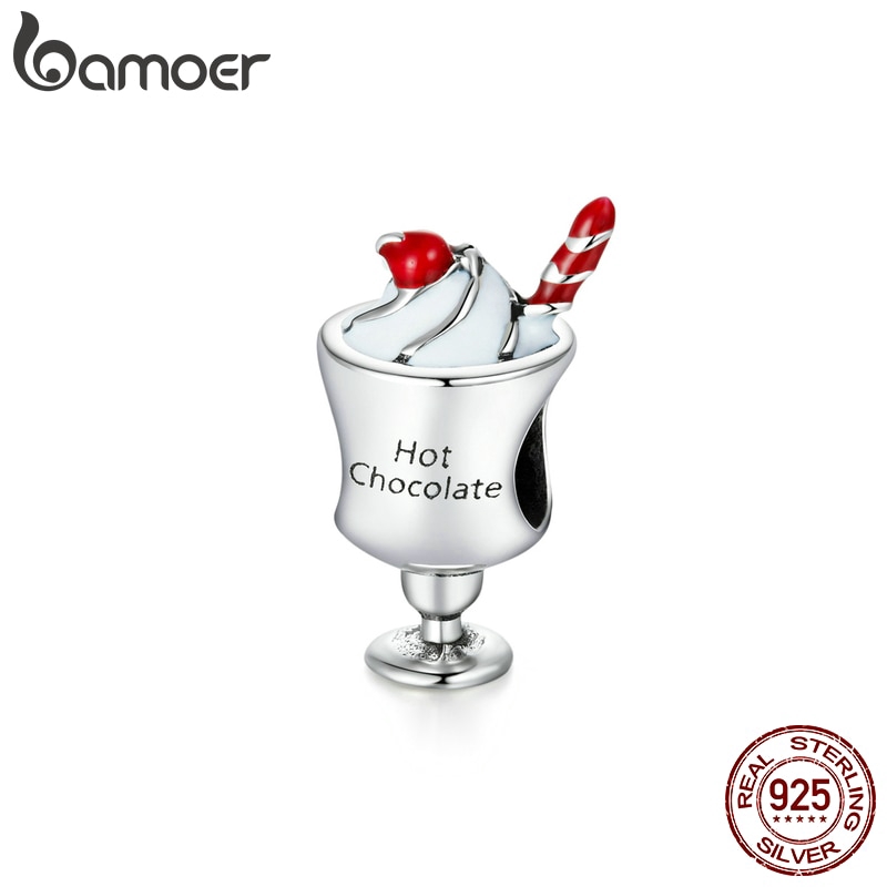 Mặt trang sức Bamoer scc1495 bằng bạc 925 thiết kế hình cốc sô cô la xinh xắn DIY