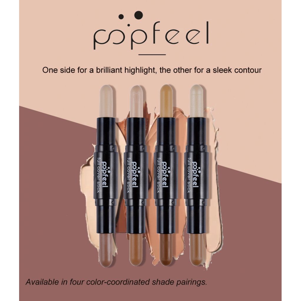 [Hàng mới về] Kem che khuyết điểm dạng thỏi 2 đầu tạo khối bắt sáng hiệu POPFEEL nặng 19g | BigBuy360 - bigbuy360.vn