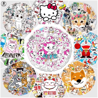 STICKER Chống Nước, dán mũ bảo hiểm, laptop Hình Mèo Dễ Thương
