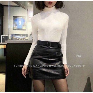 Chân váy sooc da kèm đai Quảng Châu - Vanus Store