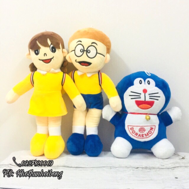 COMBO BỘ 3 GẤU BÔNG XUKA NOBITA DOREMON CHỌN MẦU NGẨU NHIÊN