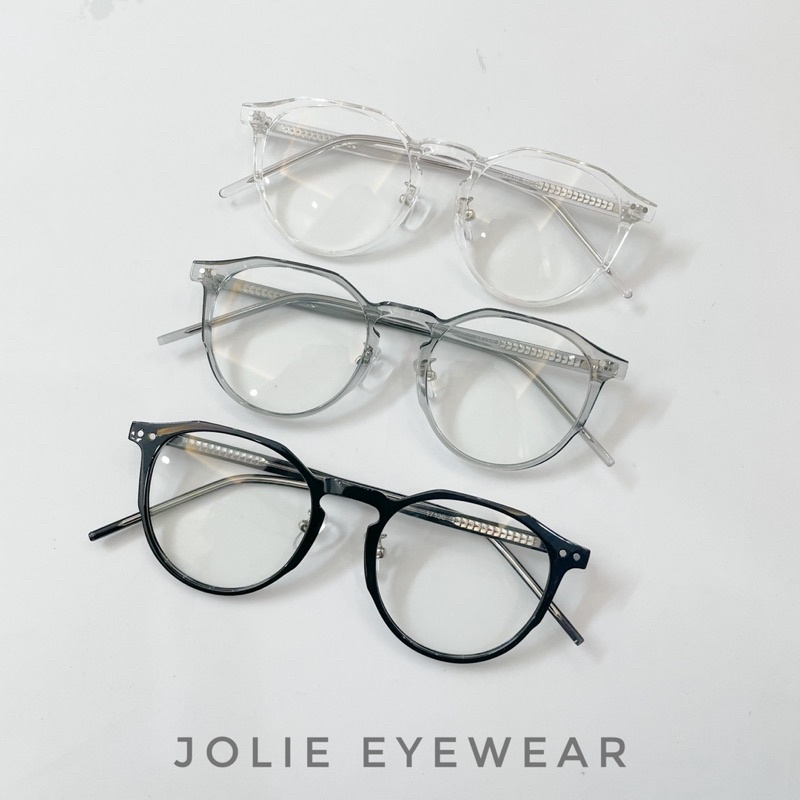 Kính giả cận 17130, Gọng kính cận tròn lõi thép form tròn to cao cấp UV400, chống ánh sáng xanh Jolie eyewear