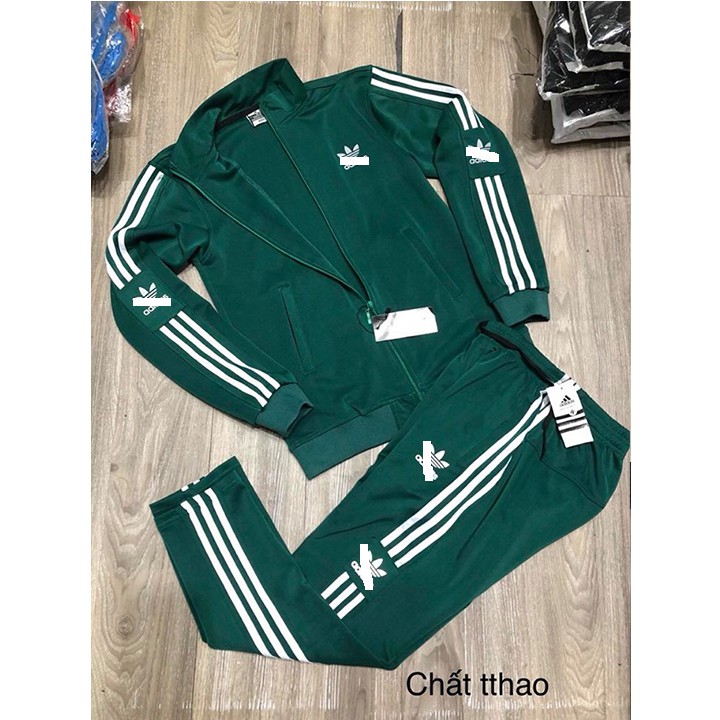 Bộ Quần Áo Thể Thao Nam Quần Ống Suông Áo Kéo Khóa Chất Thể Thao 2 Màu Đen Và Xanh Rêu | BigBuy360 - bigbuy360.vn