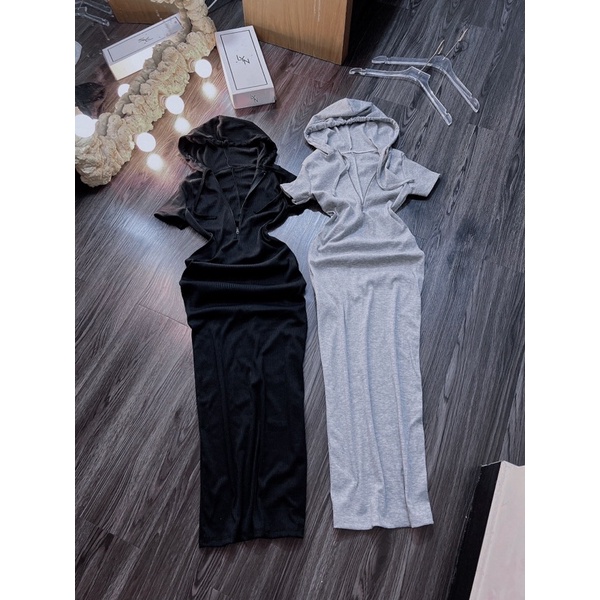 #Lyn - Đầm body có nón dáng dài xẻ sau Fom đẹp đỉnh “hình thật”