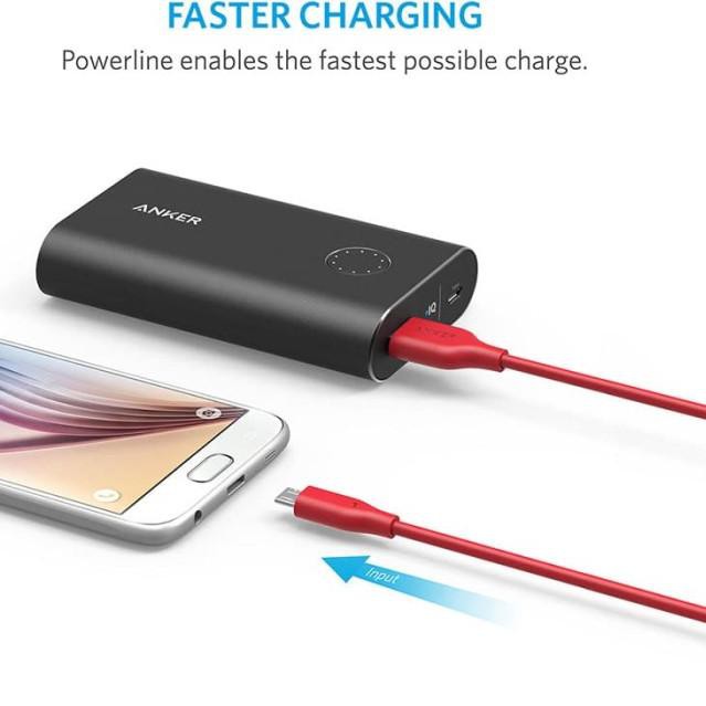 Dây Cáp Sạc Anker Powerline 6ft / 1.8m Micro Usb Red - A8133 Màu Xanh Dương