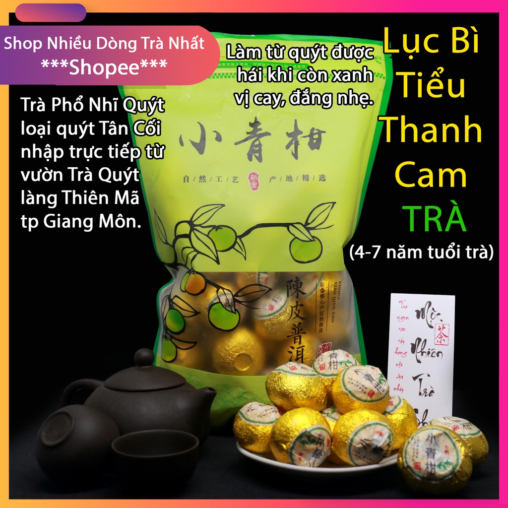 Trà Phổ Nhĩ Quýt Da Xanh (4 - 7 năm) - 1 Viên Dùng Thử - Trà ngon, lâu năm tuổi trà, hương vị đặc biệt