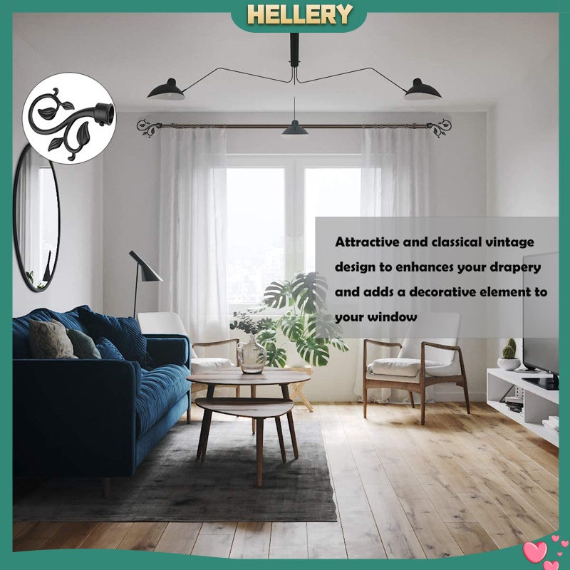 Bộ 4 Phụ Kiện Gắn Thanh Treo Rèm Cửa Sổ Phong Cách Vintage