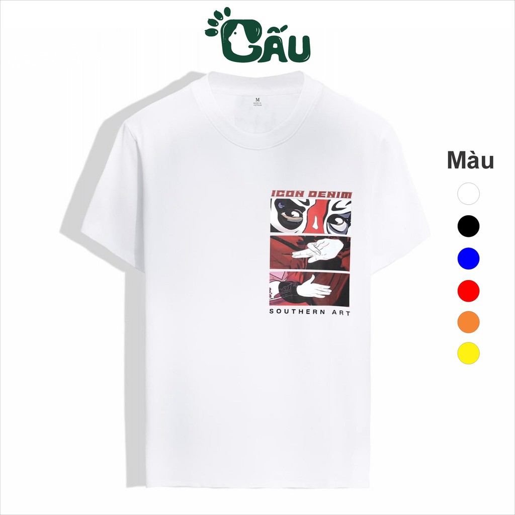 Áo thun nam GẤU 194 - MEN cổ tròn tay ngắn vải coton co dãn, dày dặn, form regular fit - Icon Denim