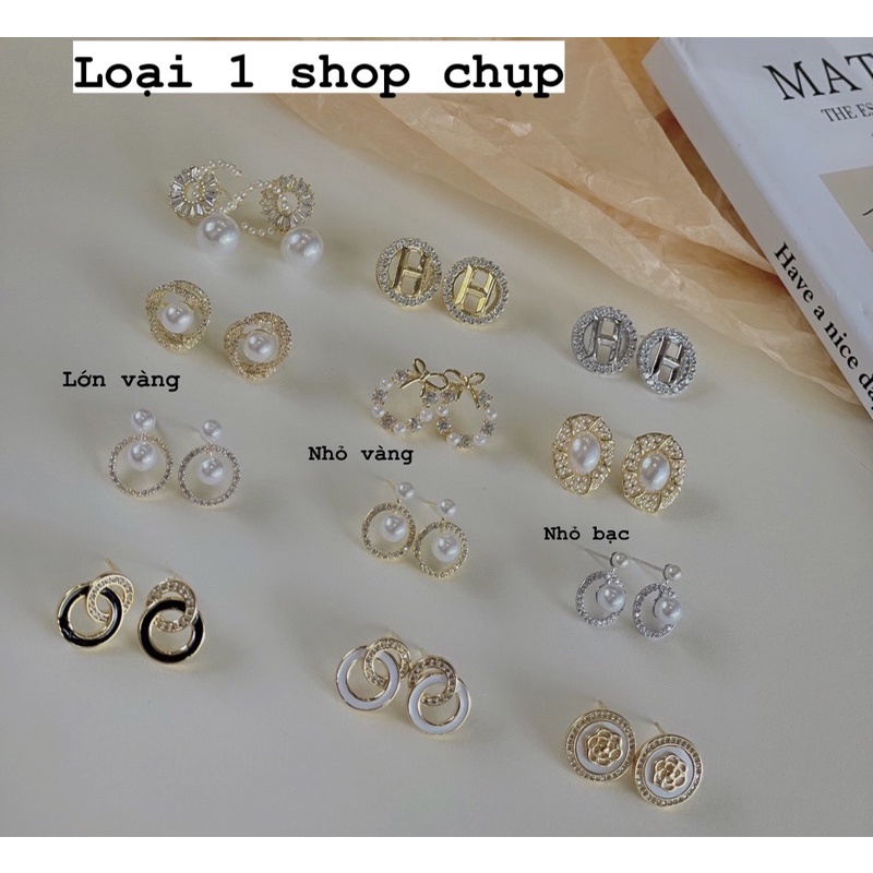 Bông tai vintage tròn ngọc