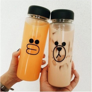 2 chai thuỷ tinh in hình vịt & gấu