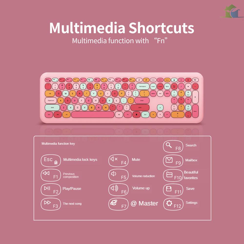 Mới Bộ Bàn Phím + Chuột Không Dây Mofii 666 2.4g 110 Phím Hình Tròn Màu Xanh Dương