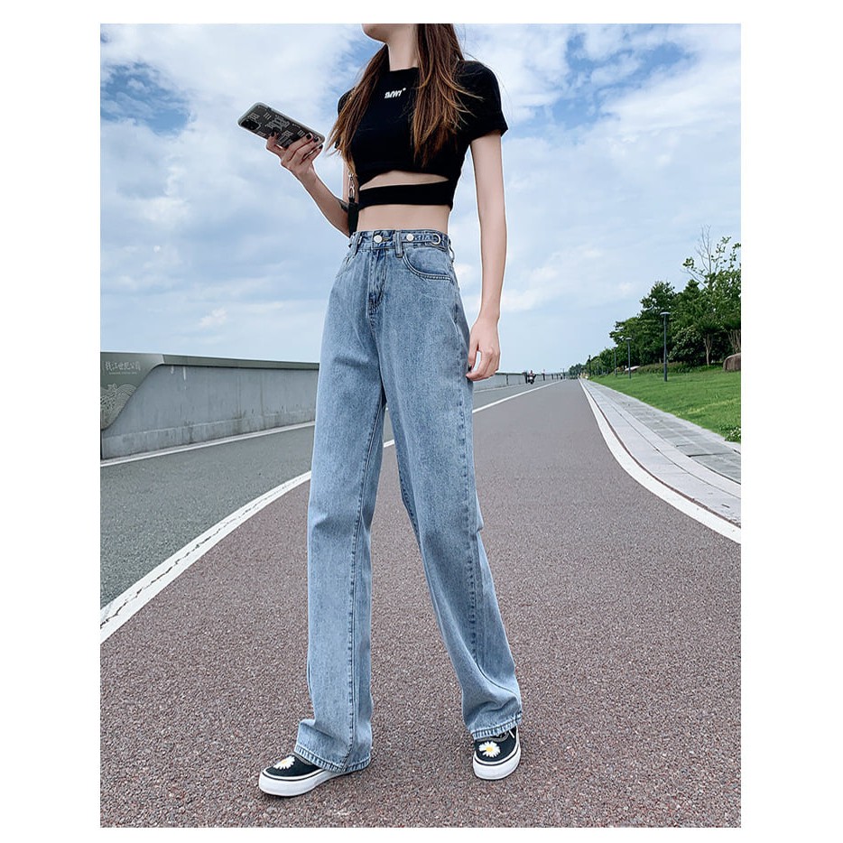 [Mã WAMT10K giảm 10K đơn 0K] Quần jean nữ ☘ quần bò ống rộng lưng cao Quảng châu cao cấp Trueha store + mã 17 | BigBuy360 - bigbuy360.vn