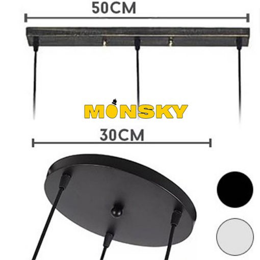 Đế ốp trần MONSKY cho đèn thả trang trí loại tròn và dài - sơn tĩnh điện cao cấp