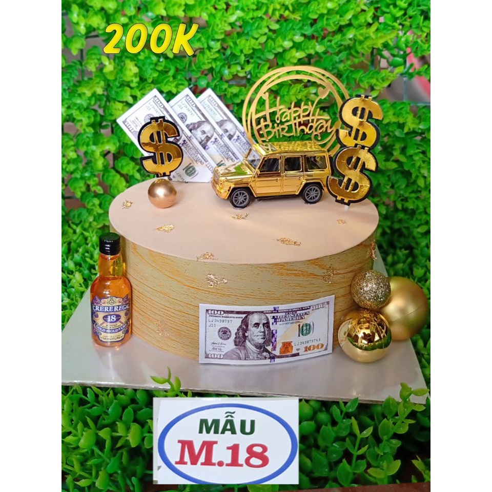 Bánh gato- bánh mô hình- ôtô vàng M18
