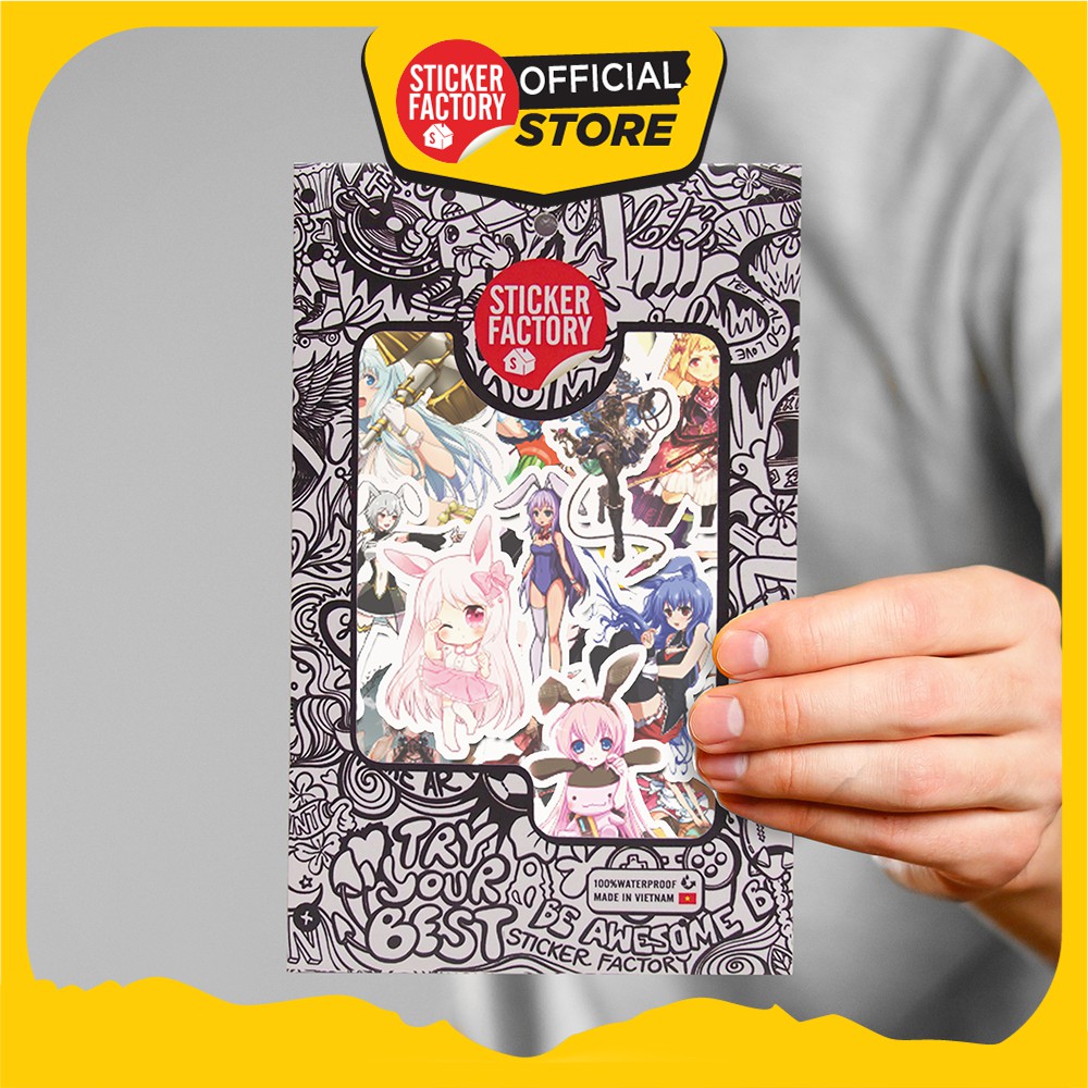 Hộp set 30 sticker decal hình dán nón bảo hiểm , laptop, xe máy, ô tô STICKER FACTORY - Bunny Girl Anime