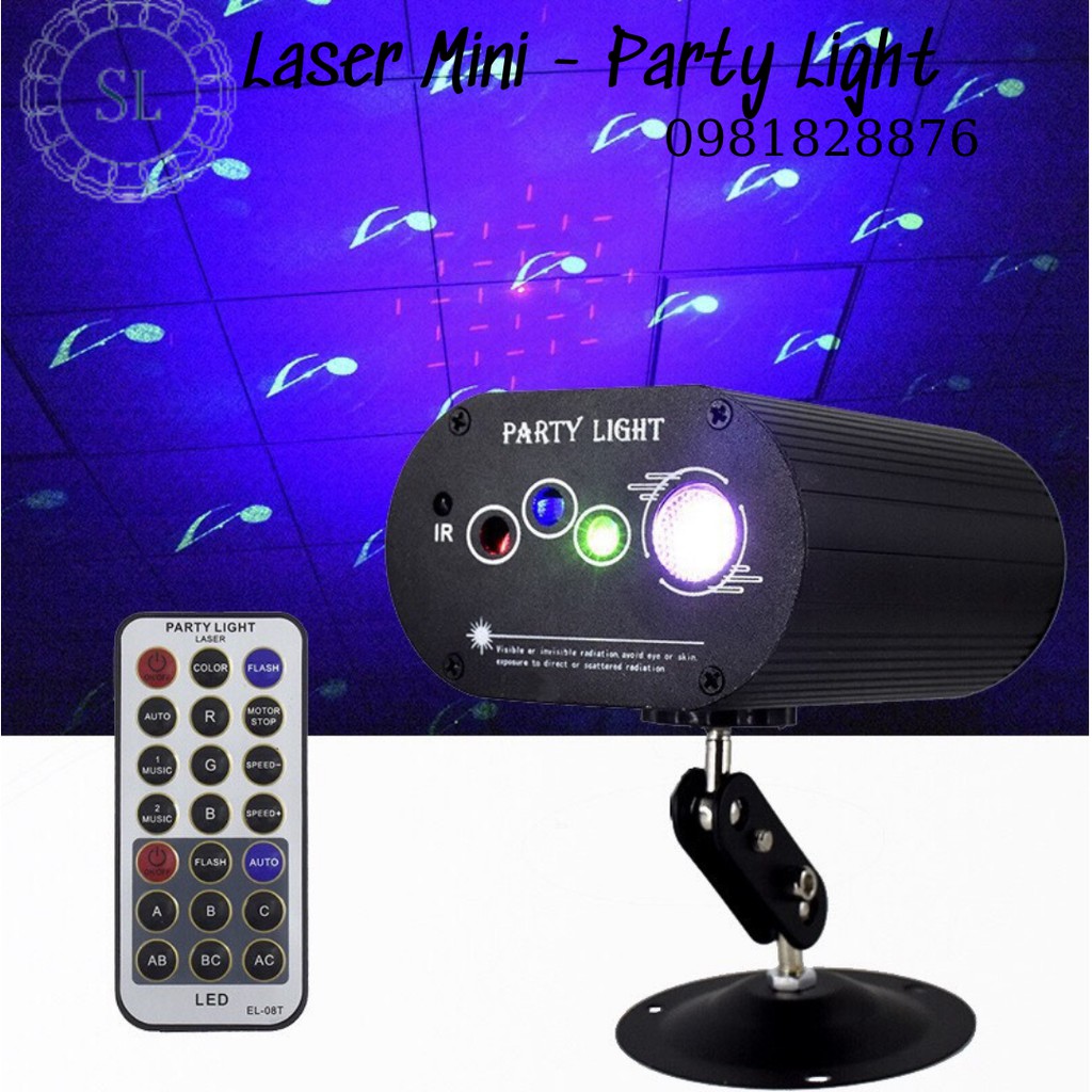 Đèn Laser Mini 3 Mắt - Party Light. Chuyên đèn Karaoke, Bar, Bay Phòng.