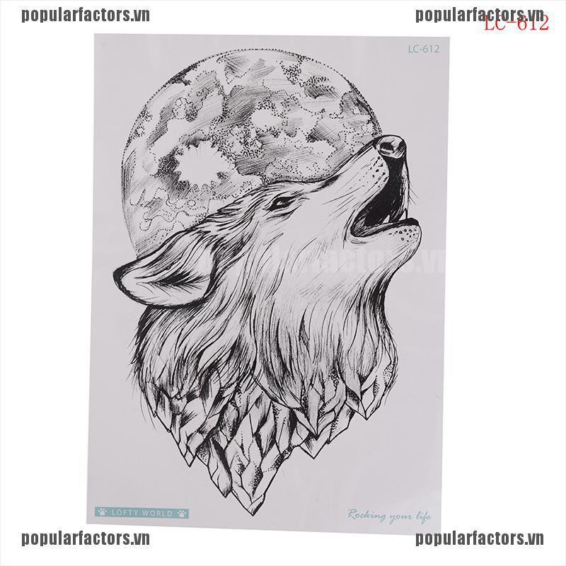 Hình Xăm Dán Chống Thấm Nước Họa Tiết Chó Sói Cá Tính Nhiều Màu Tùy Chọn