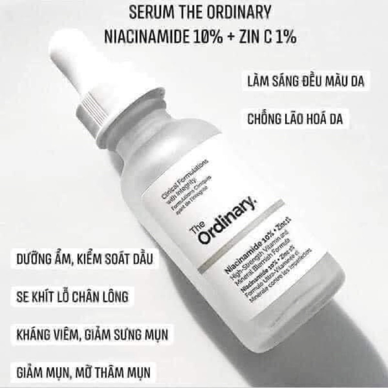 Bill US  - Serum dưỡng da giúp mờ thâm, thu nhỏ lỗ chân lông The Ordinary Niacinamide 10% Zin c 1%