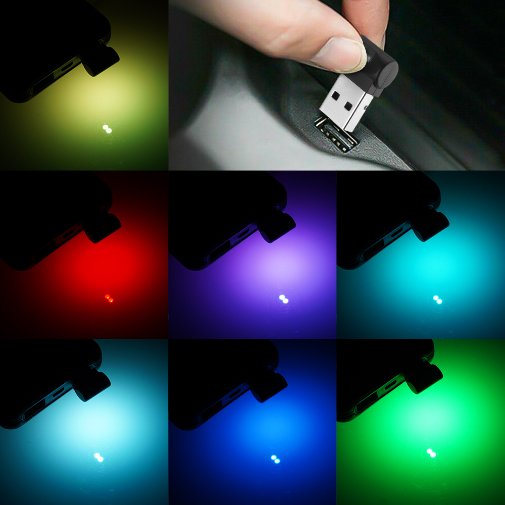 1 Bóng Đèn Led Mini Usb Thay Đổi 7 Màu Sắc Trang Trí Nội Thất Xe Hơi