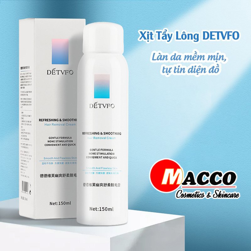 Chai Xịt tẩy lông DETVFO 150ml Không Đau,Không Dị Ứng,Lành Tính Dịu Nhẹ - Kem tẩy lông nách, tay, chân, lưng