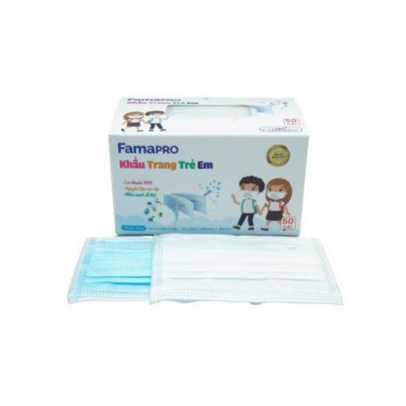 Combo 2 hộp Khẩu trang y tế trẻ em 3 lớp kháng khuẩn chuẩn FDA Nam Anh Famapro kid (50 cái /hộp)