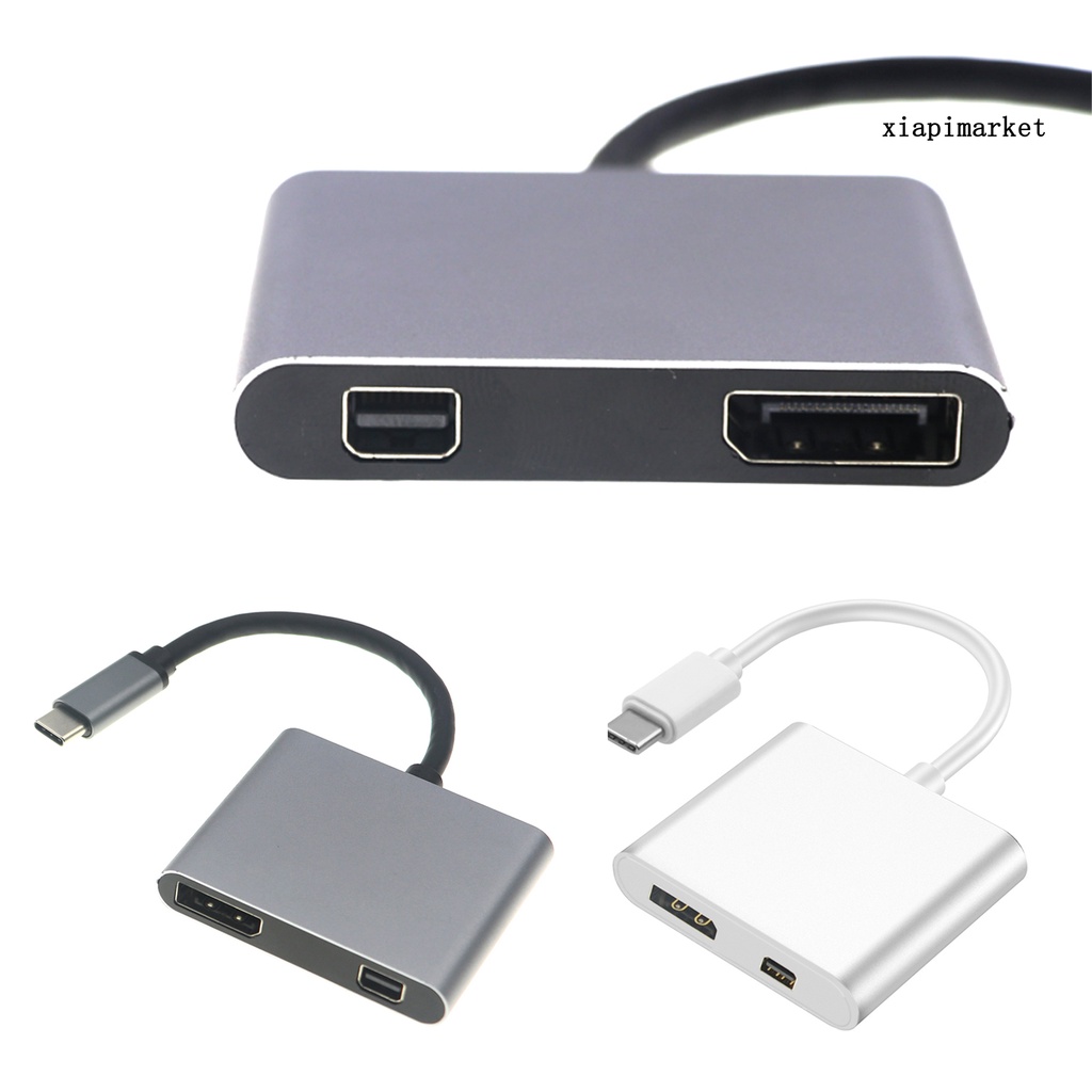 LOP_USB-C Converter 2 in 1 Stable Connection USB 3.0/3.1 3-port Compact Adapter for Laptop with DP