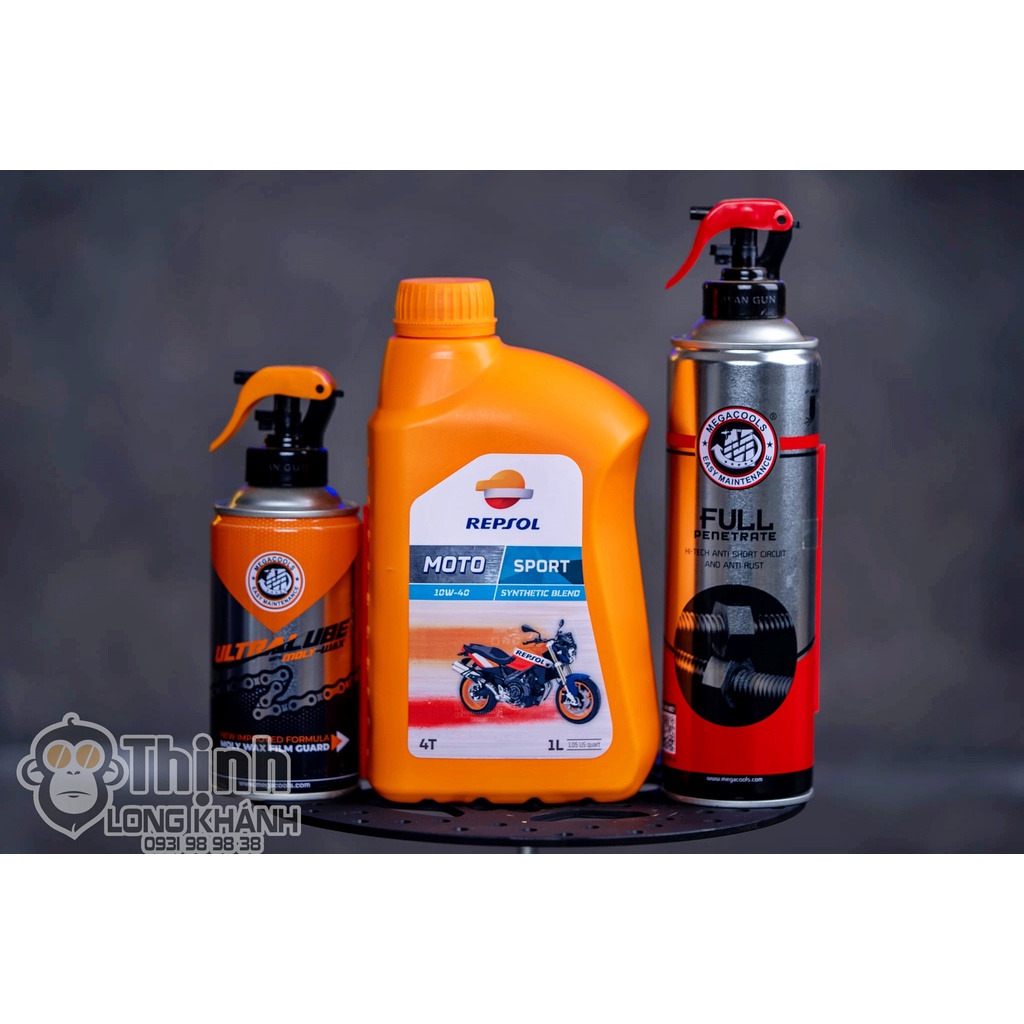 Tẩy dưỡng sên Megacool + Nhớt Repsol Sport chính hãng 100%