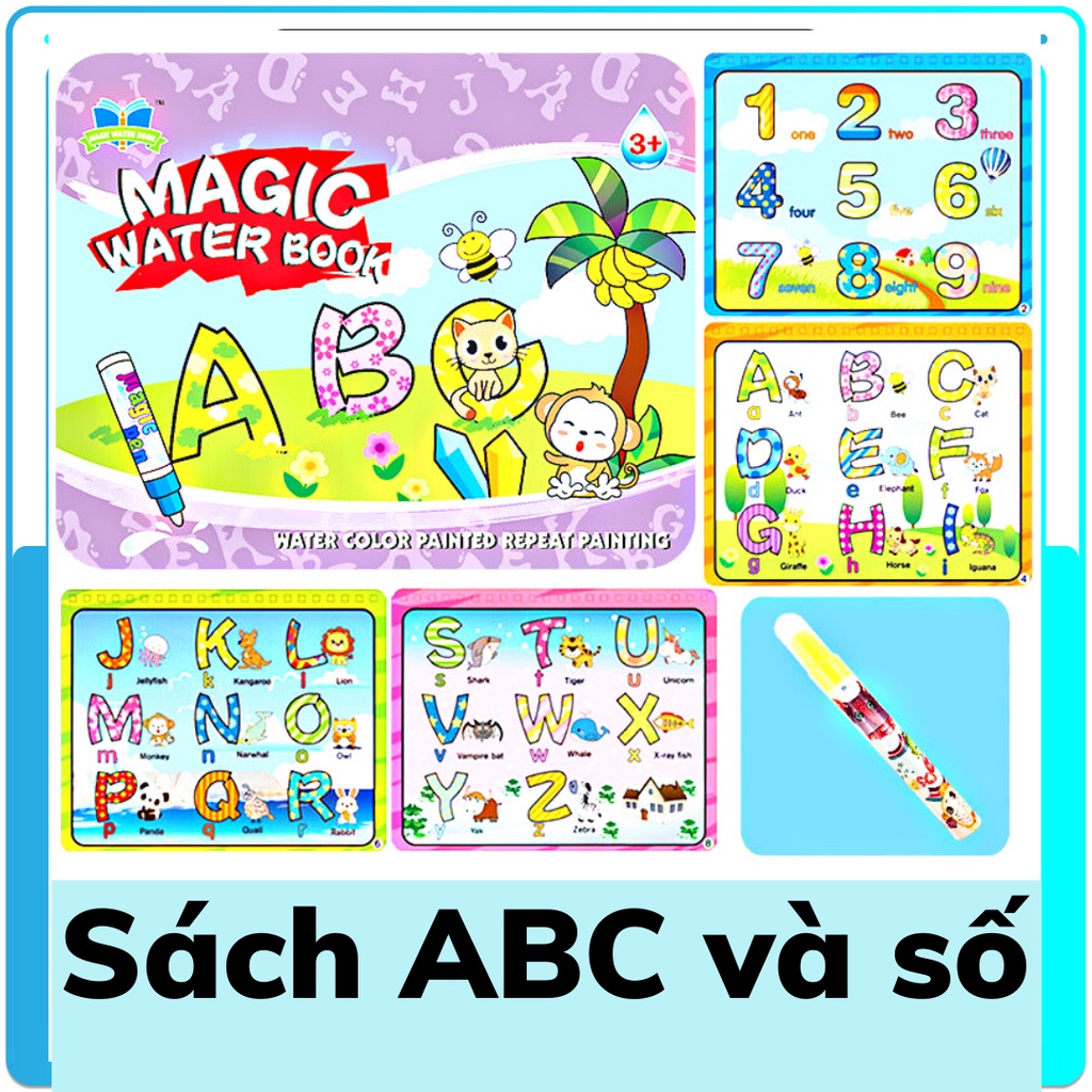 Tranh tô màu nước ma thuật, sách tô màu nước thần kỳ, magic water book cho bé giá tốt với 6 chủ đề