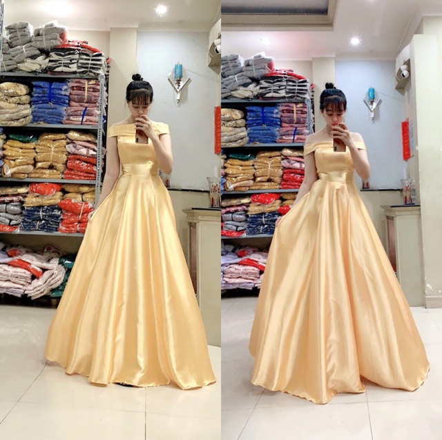 ĐẦM DẠ HỘI 2 IN 1  CỔ CAO NỮ HOÀNG - BẸT VAI ( HÌNH THẬT 1000% )