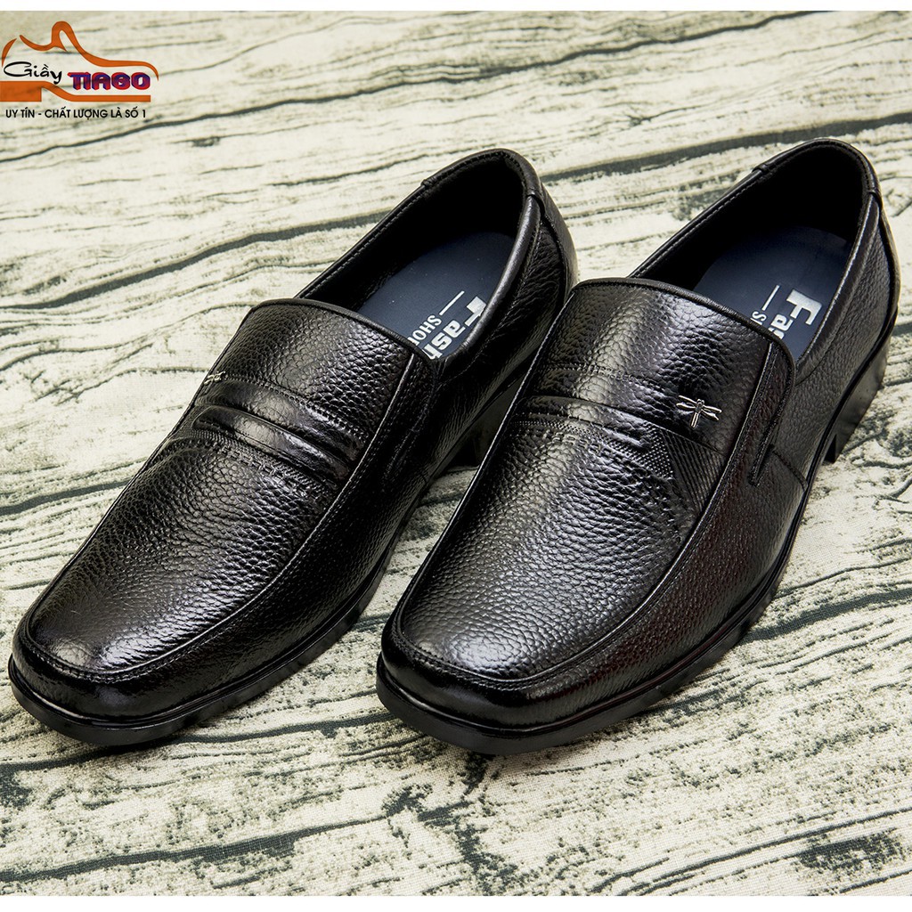 [siêu phẩm] giày lười trung tuổi nam da bò đen cao cấp fasion