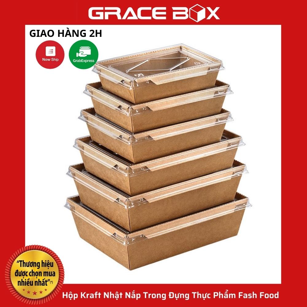{Giá Sỉ} Lốc 10 Hộp Kraft Nhật Nắp Trong Đựng Thực Phẩm Fash Food - Siêu Thị Bao Bì Grace Box
