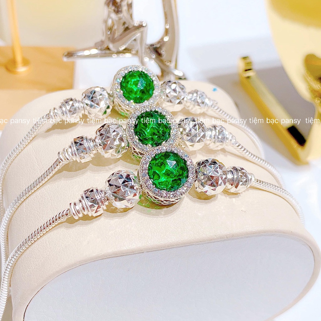 Vòng lắc bạc nữ mix charm cao cấp PANSY - Lắc tay nữ bằng bạc ta thật sang chảnh