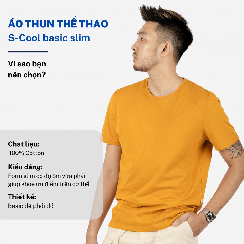 Áo thun nam ngắn tay cổ tròn CIZA vải cotton thoáng mát thấm hút mồ hôi dáng Slim Fit size S M L XL ATNS20