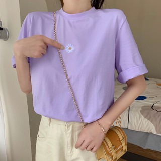 Áo phông nữ basic màu tím pastel