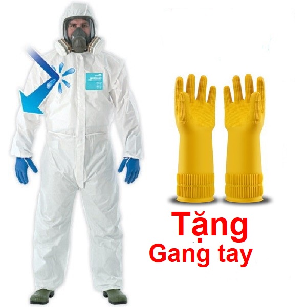 Combo bộ mặt nạ phòng độc phun thuôc sâu kèm quần áo chống hóa chất và gang tay