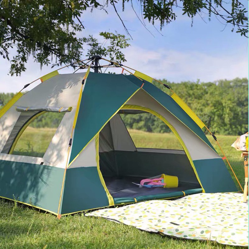 Lều cắm trại tự bung lều phượt du lịch tự động dành cho 2-4 người, chống nước, tia bức xạ, thông gió 2 chiều 