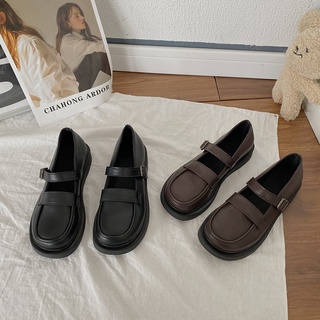 Giày da nhỏ đế dày nữ phong cách retro kiểu Anh