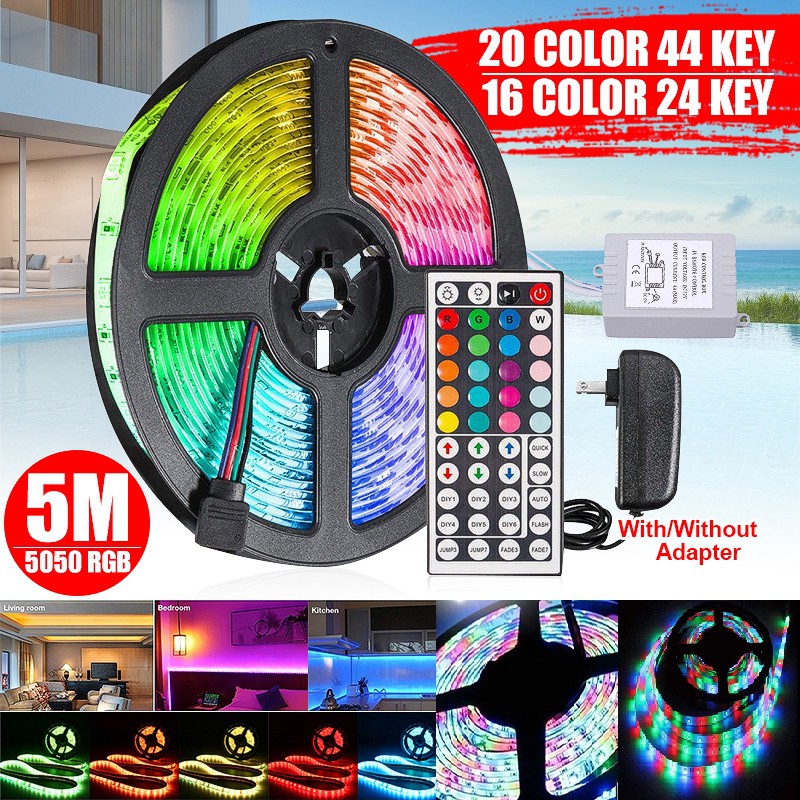 Dây Đèn Led 5m 12v Ip65 5050 Rgb Ir 300 Bóng Chống Nước