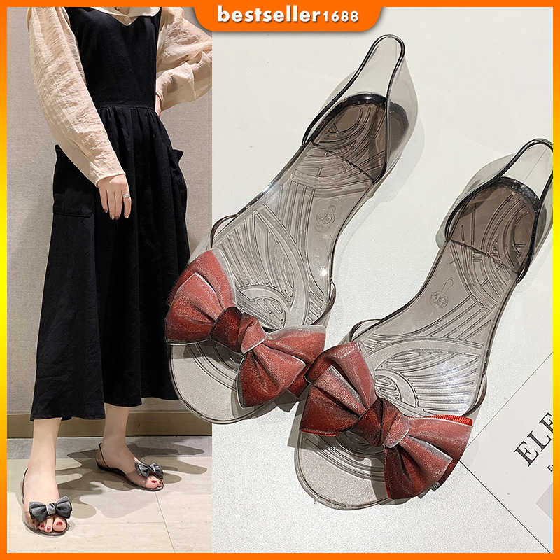 Dép Nhựa Dẻo Đính Nơ Xinh Xắn Cho Nữ