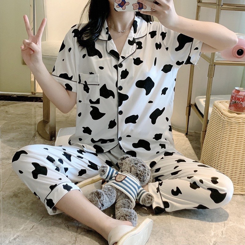 [Hàng Quảng Châu Cao Cấp] Bộ ngủ cộc tay mùa hè ở nhà, Pijama dễ thương