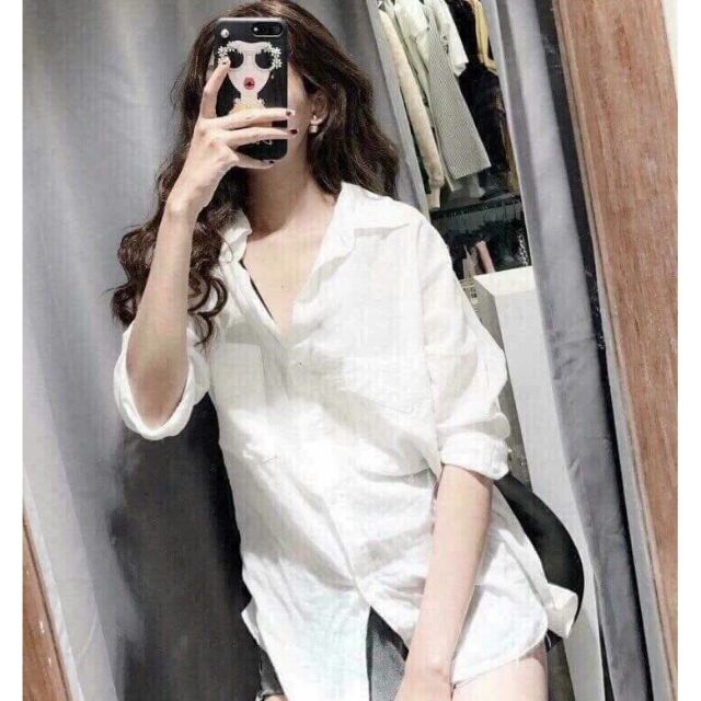ÁO SƠ MI TRẮNG TÚI HỘP CỔ ĐỨC