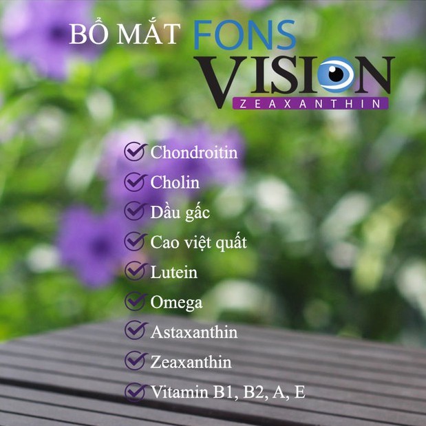 Viên uống bổ mắt Fons Vision - hộp 30 viên giảm mờ mắt, khô mắt, nhức mỏi mắt cho mắt sáng, cải thiện thị lực