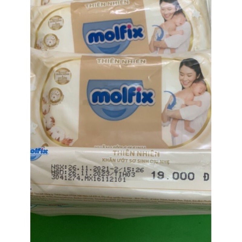 Khăn ướt Molfix Organic thiên nhiên, không cồn dùng cho da nhạy cảm gói 30 tờ
