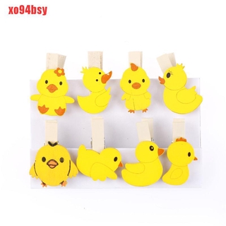 Set 8 Kẹp Ảnh Bằng Gỗ Hình Vịt Vàng Hoạt Hình xo94bsy