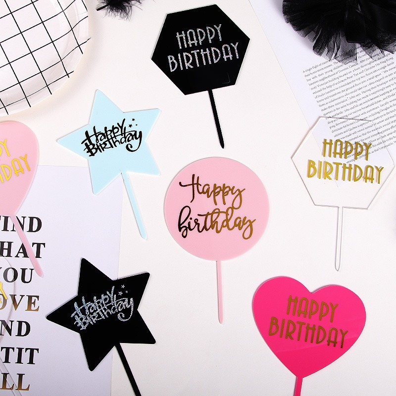 Que Cắm Trang Trí Bánh Kem Hình Chữ Happy BIRTHDAY