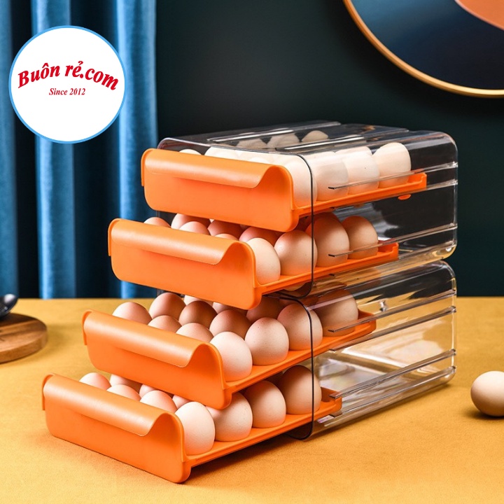 Khay đựng trứng nhựa 2 tầng 32 quả trong suốt – Hộp bảo quản trứng gà 2 tầng tiện dụng bền đẹp
