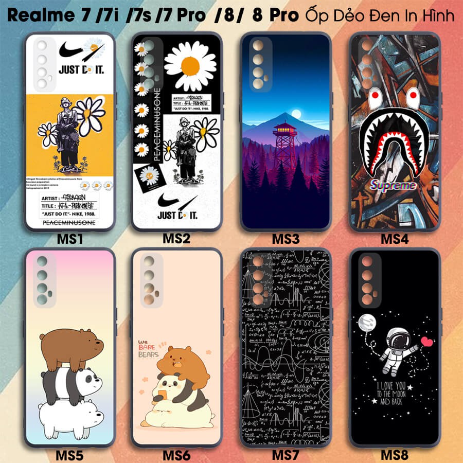 Ốp Lưng TPU Silicon Realme 8 7 7i 7s 7 Pro 7pro realme7 Ốp Nhựa Dẻo Đen Toàn Bộ In Hình Cao Cấp Nhiều Mẫu Phần A