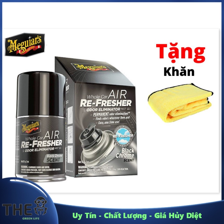 [HCM] Xịt Khử Mùi Nội Thất Xe Hương Nam Tính Black Chrome Meguiar's 57g Tặng Khăn .Uy Tín - Chất Lượng - Giá Hủy Diệt