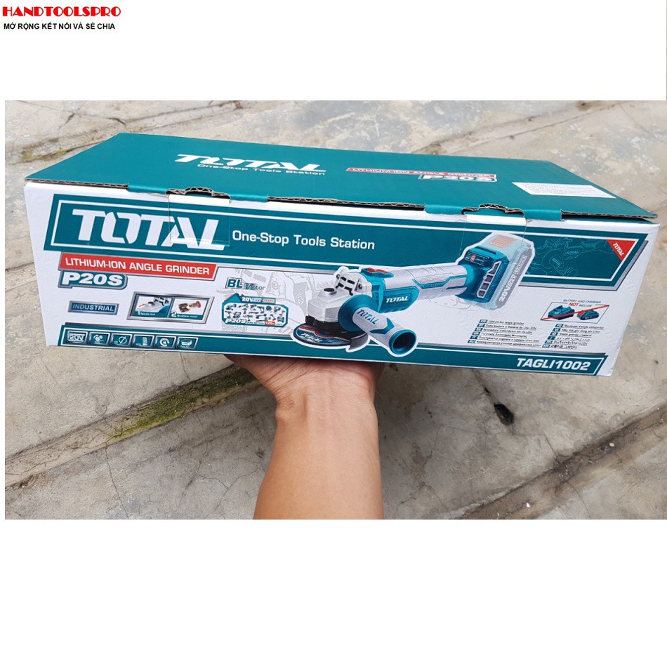 20V Thân Máy mài góc không chổi than dùng pin 100mm Total TAGLI1002 (TẶNG 1 VIÊN ĐÁ CẮT)